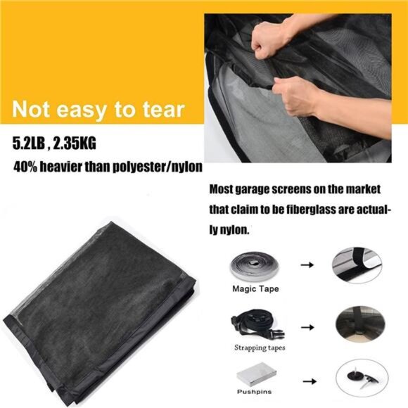 Garage Door Screen for 2 Car Garage Door-16x7FT Reinforced Fiberglass Screen - Picture 5 of 7